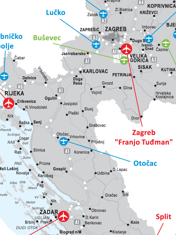 Mala karta zracnih luka i aerodroma Hrvatske I 400x290mm 01