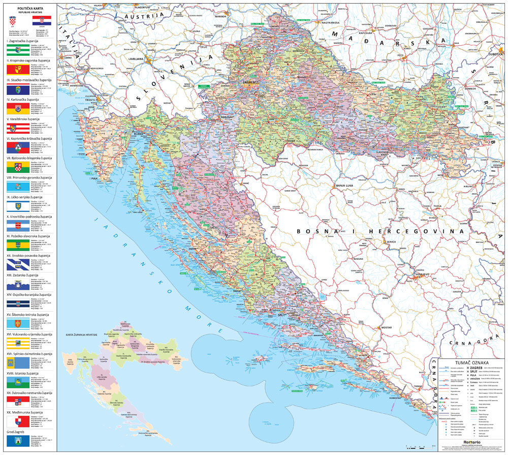 Cestovna i politička karta Hrvatske I 00