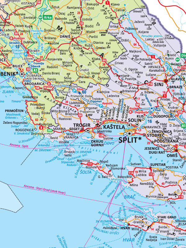 Cestovna i politička karta Hrvatske I 07