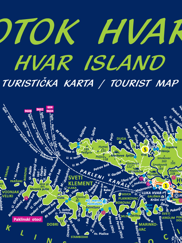 Otok Hvara turistička karta I 01