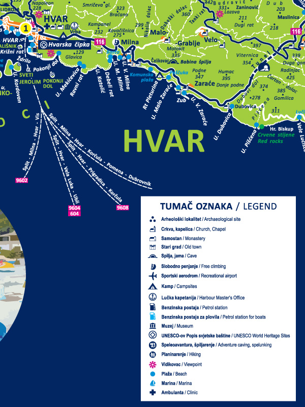 Otok Hvara turistička karta I 02