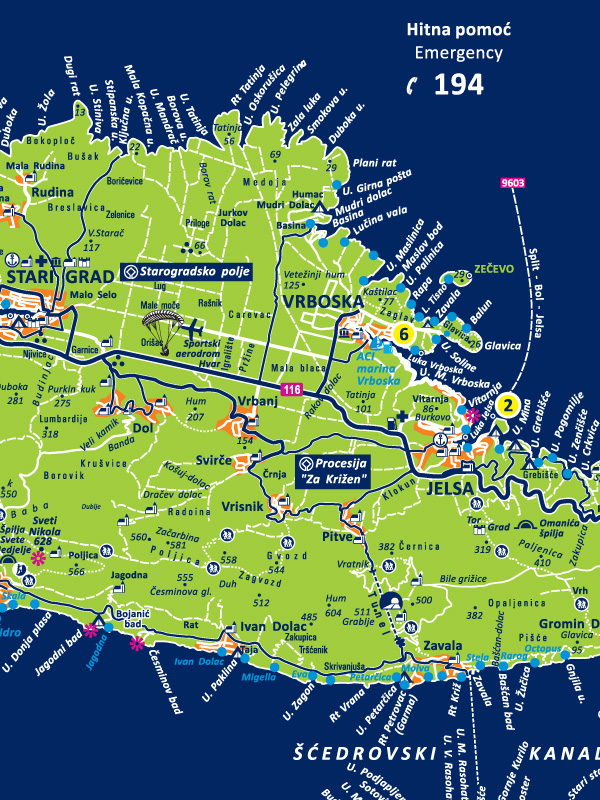 Otok Hvara turistička karta I 03